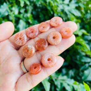 Orange Confetti Sunstone Crystal Donut: Carved Gemstone (13-15mm)