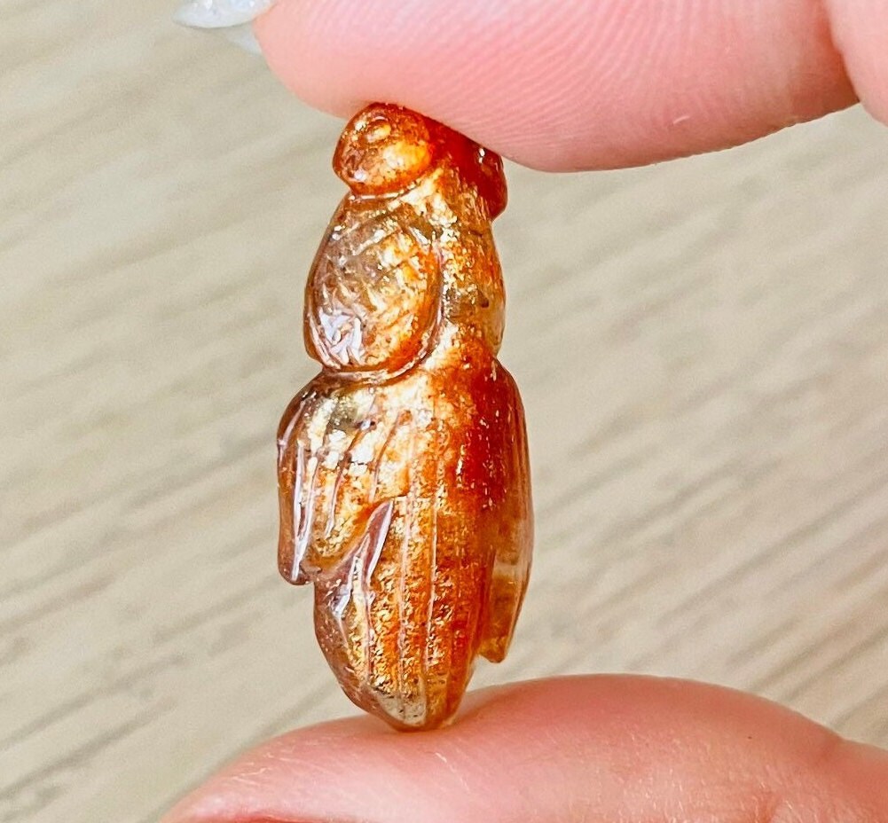 Orange Sunstone Crystal Goldfish: Glittering Gemstone Carving