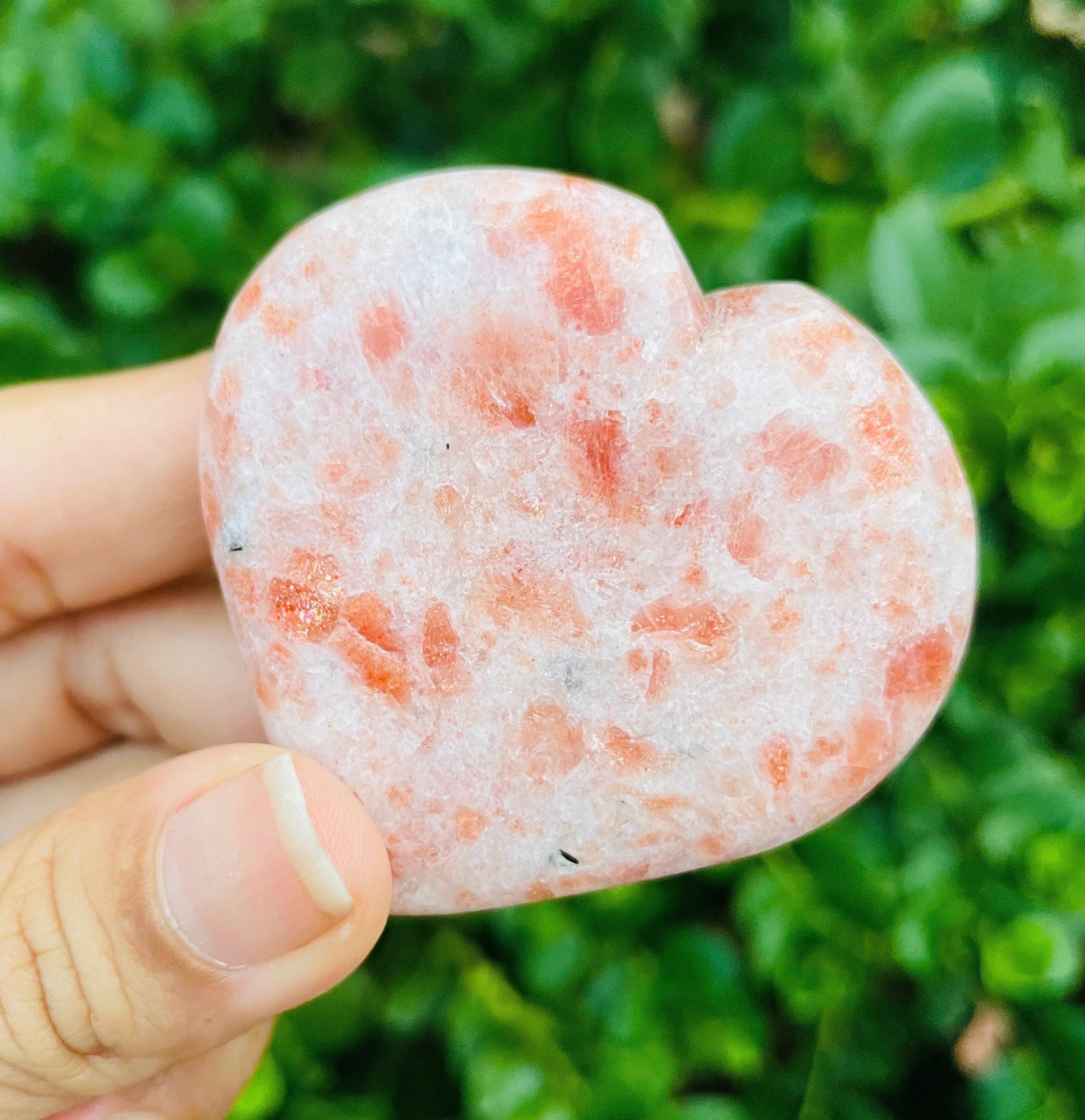 Orange Sunstone Crystal Heart Carving: Natural Gemstone (40-65 Mm)