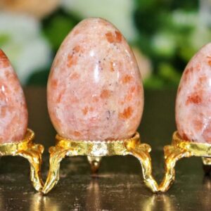 Orange Sunstone Egg Set: 40MM Heliolite Gemstone, Healing Crystal Decor Orange Sunstone Egg Set: 40MM Heliolite Gemstone, Healing Crystal Decor