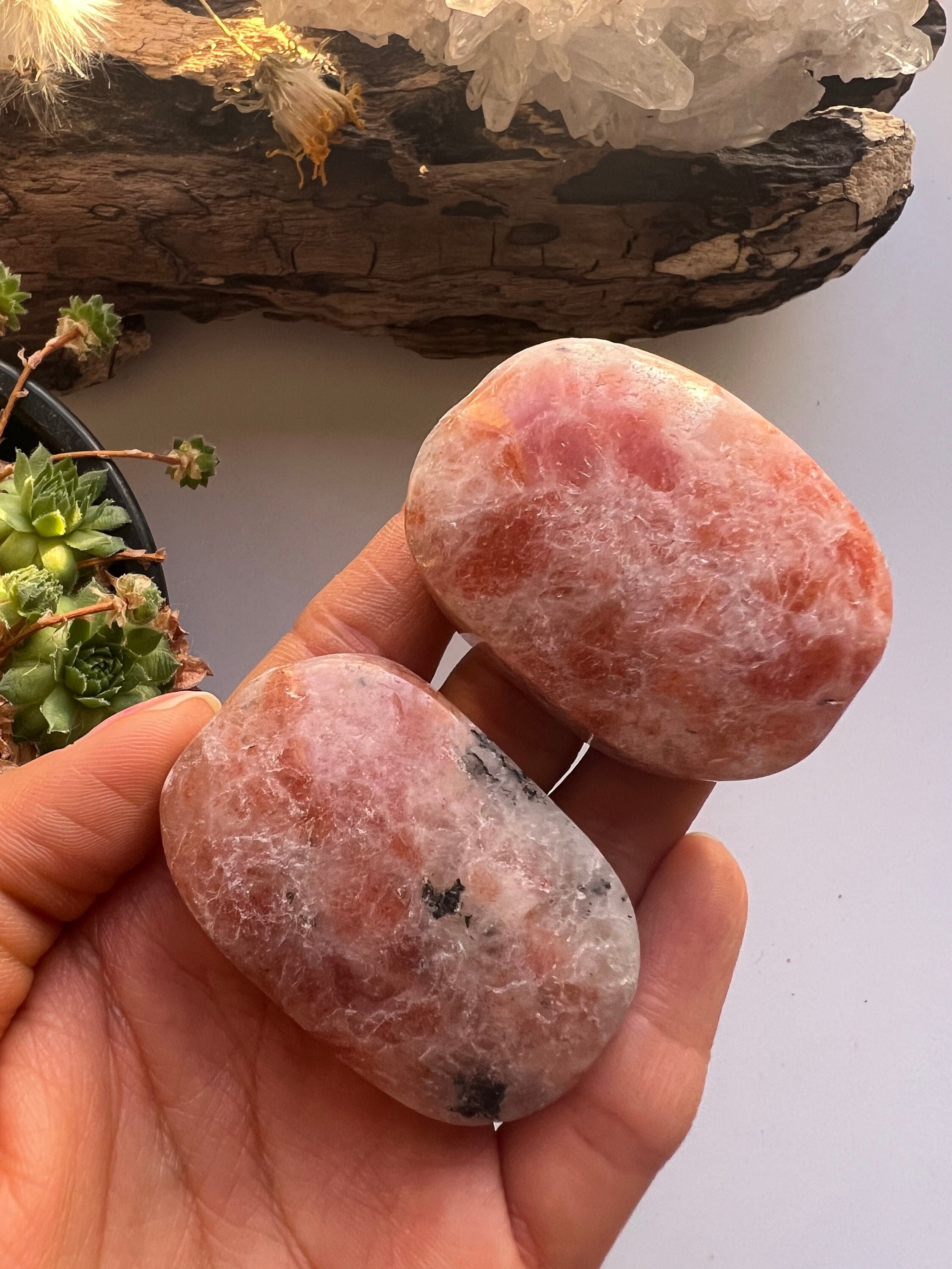 Orange Sunstone Palm Stone, Polished Crystal