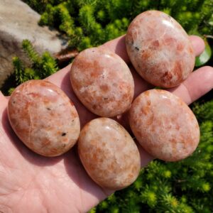 Sunstone Palm Stone, Polished Oval Sunstone, Pillow Shape Pocket Touchstone, Fidget, Metaphysical Crystals, Sacral Chakra, Calming Stone