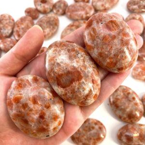 Sunstone Palm Stone | Polished Flashy Orange Crystal Worry Stone (sacral Chakra)