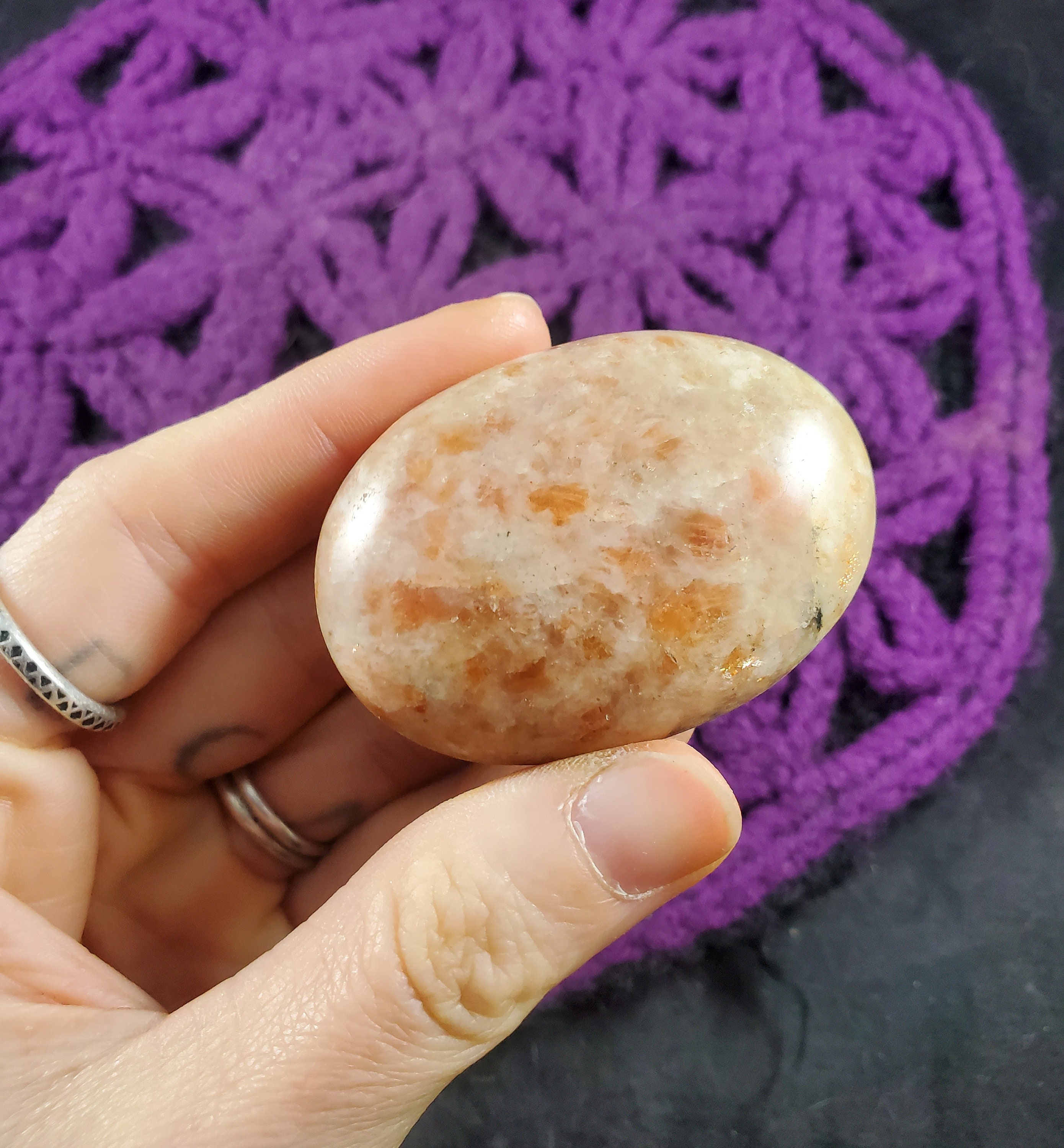 Sunstone Palmstone Gallet Crystal Stones Crystals Palm Sun Stone Shimmer Schiller Orange Solar Plexus Sacral Sunny Chakra