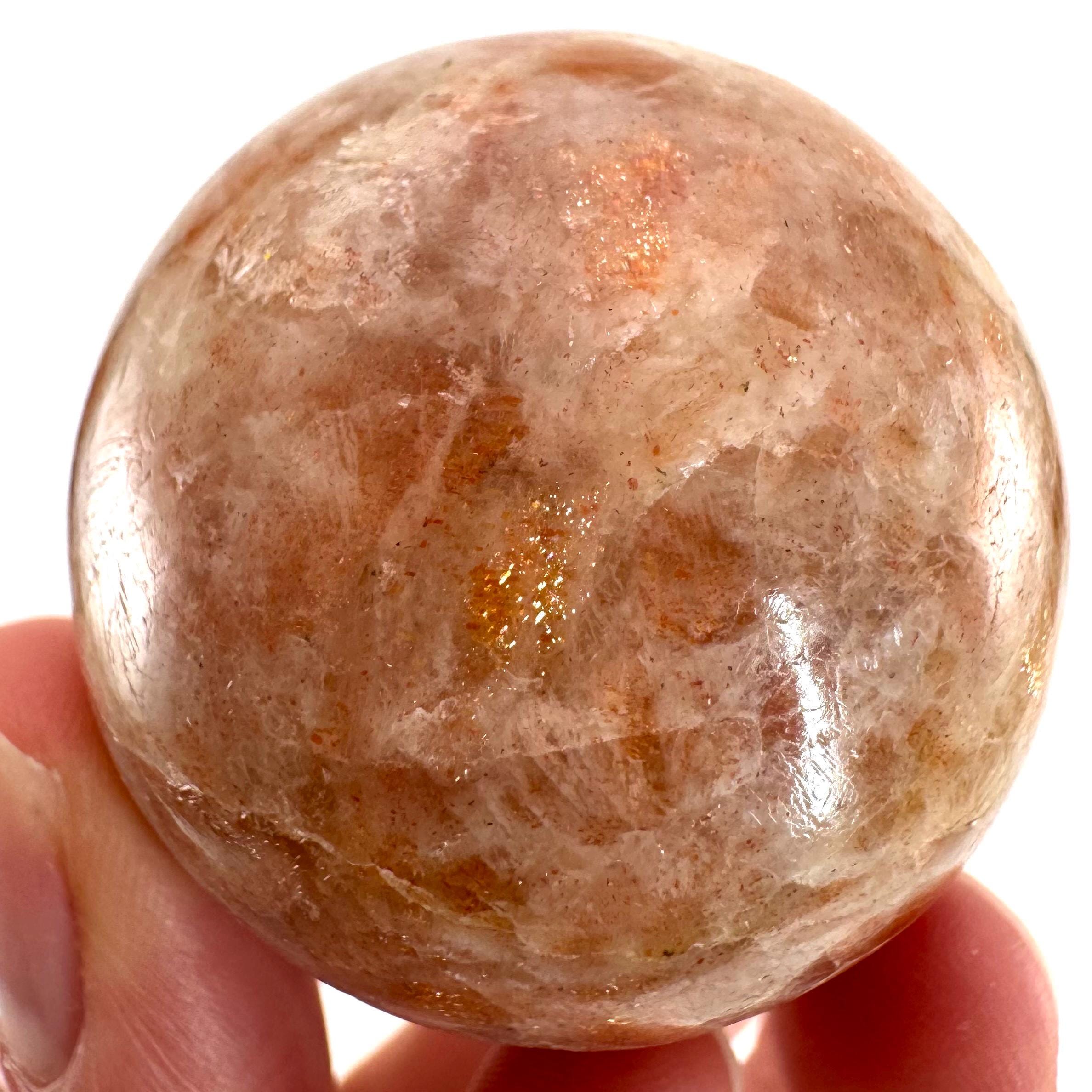 Polished Sunstone Sphere | Fiery Orange Crystal Ball (38mm)