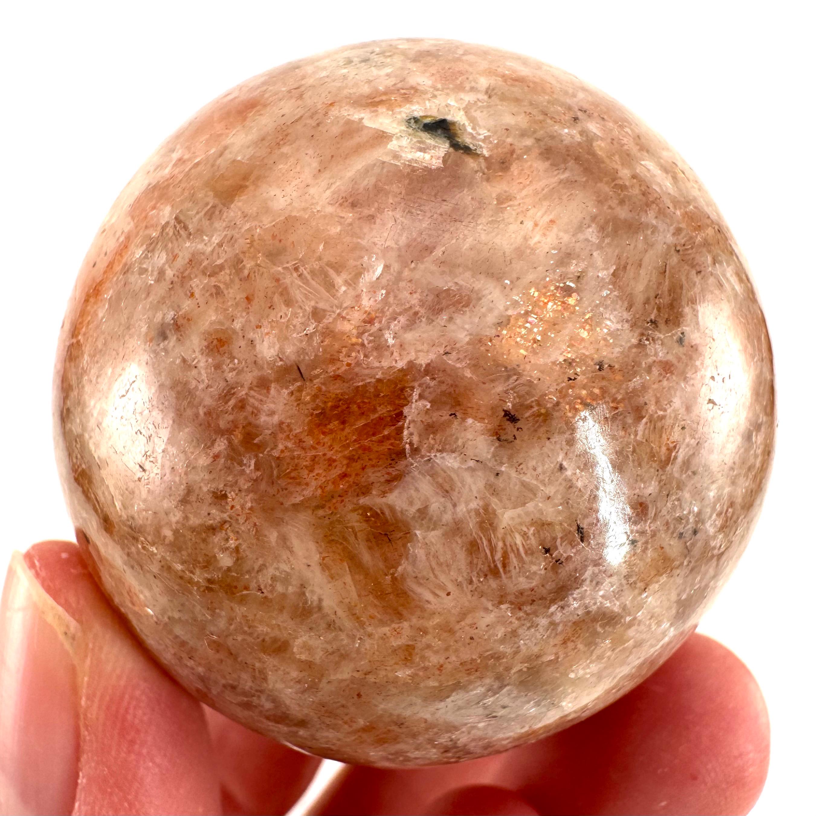 Polished Sunstone Sphere | Flashy Crystal Ball, India