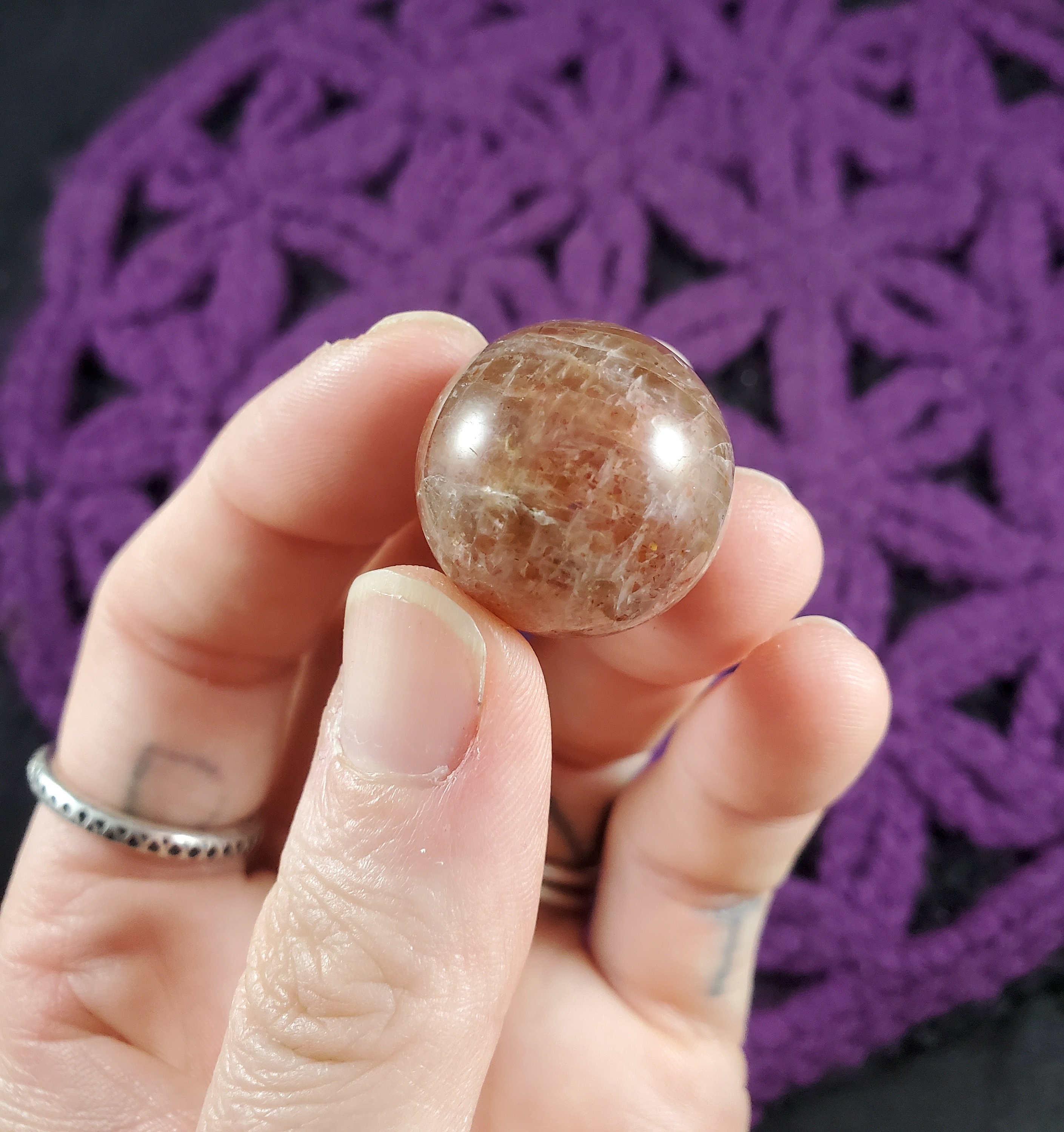 Sunstone Sphere High Quality Stones Crystal 20mm Ball Polished Orange Confetti Sparkle