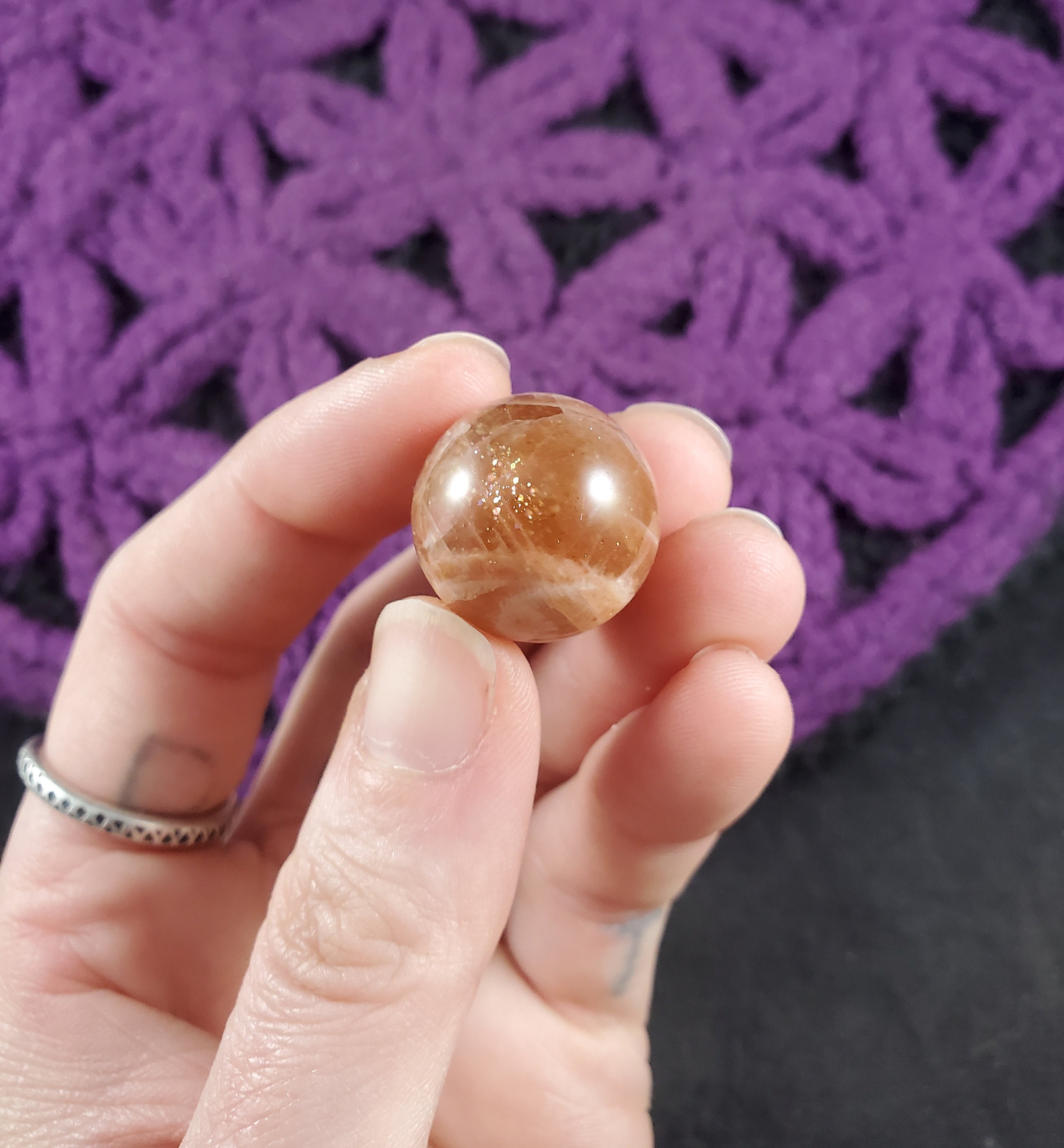 Sunstone Sphere High Quality Stones Crystal 19mm Ball Polished Orange Confetti Sparkle