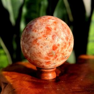 Sunstone Sphere w/ stand - sunstone crystal