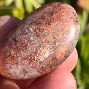 Arusha Sunstone | Confetti Sunstone | High Rainbow Flash Red Confetti Sunstone |  Sunstone Tumbles | Confetti Stone