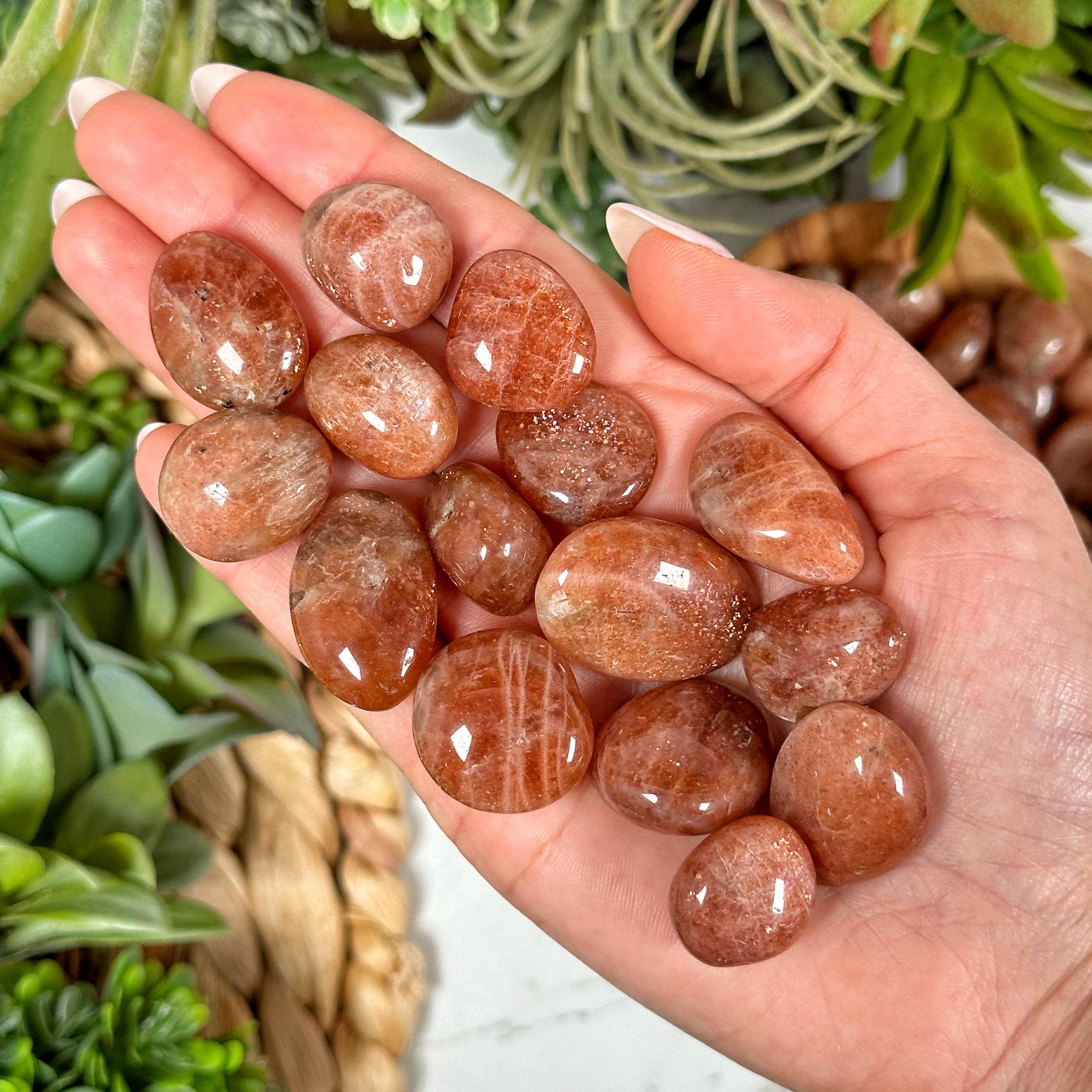 Sunstone Tumble | S, M, L | - No. 416 (polished Orange Crystal Pocket Stone, Sacral Chakra, Vitality)