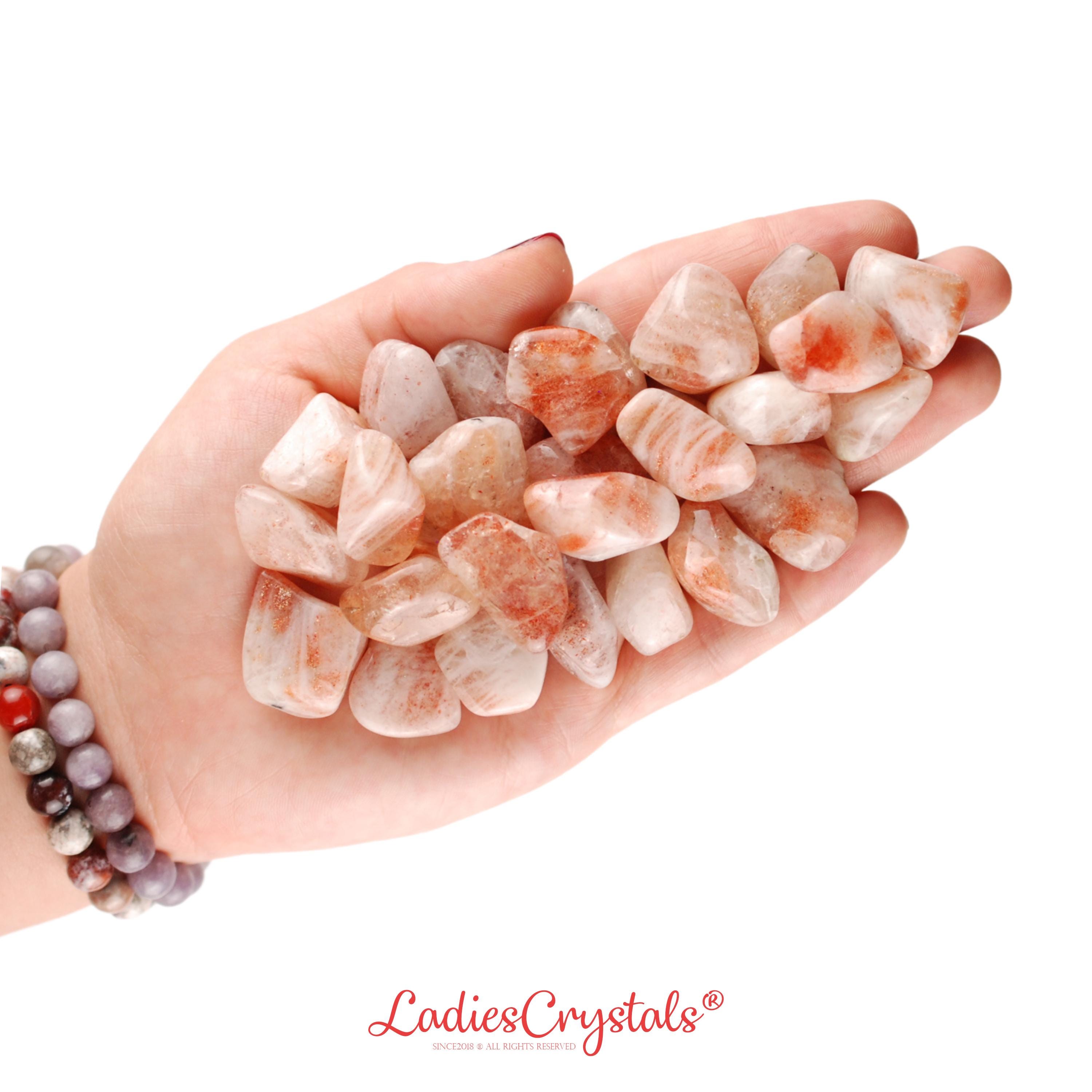 Sunstone Tumbled Stone, Gift For Crystal Lovers, Natural Orange Peach Shimmering Gemstone
