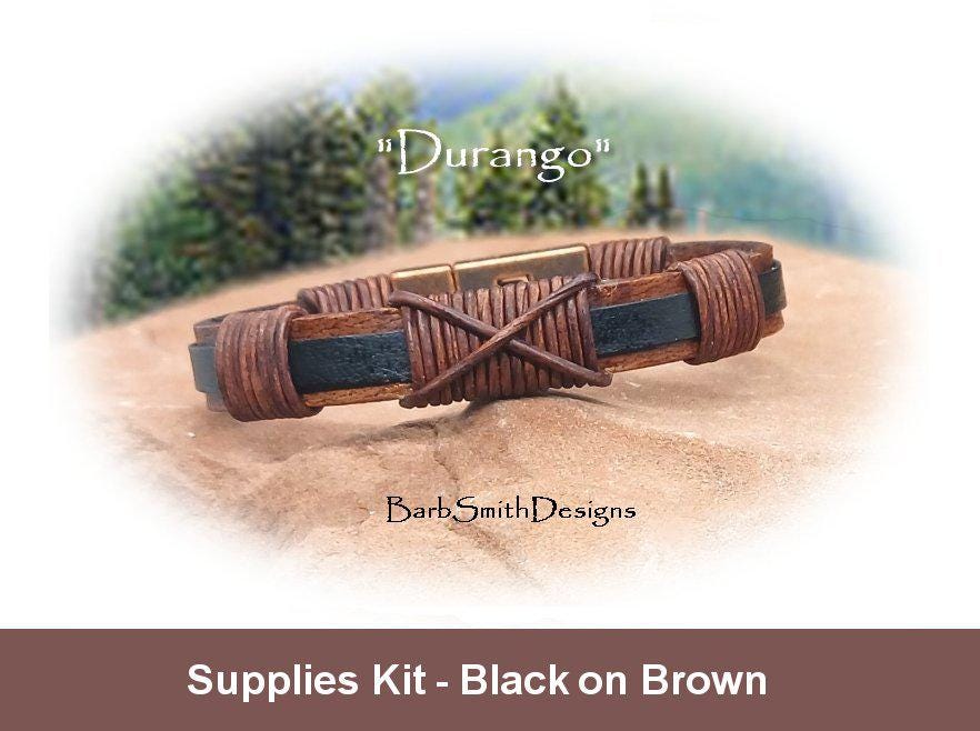 Supplies Kit Only-"durango" Men's Leather Bracelet Kit-lt Brown Flat Leather-antique Copper Magnetic Clasp Choice-"black On Brown" (dlb) Supplies Kit Only-"durango" Men's Leather Bracelet Kit-lt Brown Flat Leather-antique Copper Magnetic Clasp Choice-"black On Brown" (dlb)