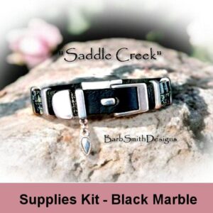Supplies Kit -"Saddle Creek" Buckle Bracelet Kit-Tila Beads-Delica Beads-Leather Wraps-Magnetic Clasp-" Black Marble" (BLKMRB)