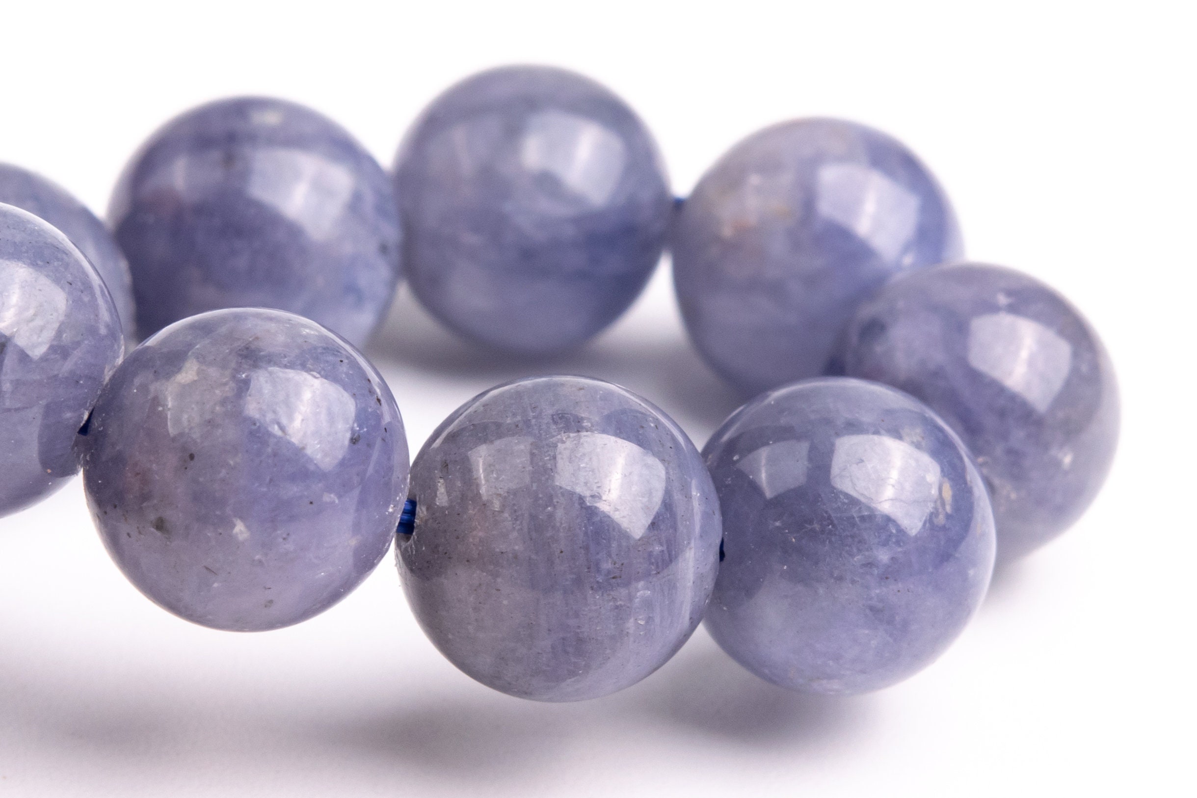 10mm Tanzanite Beads Purple Bracelet Grade Aa+ Genuine Natural Round Gemstone 7" (120884h-206)