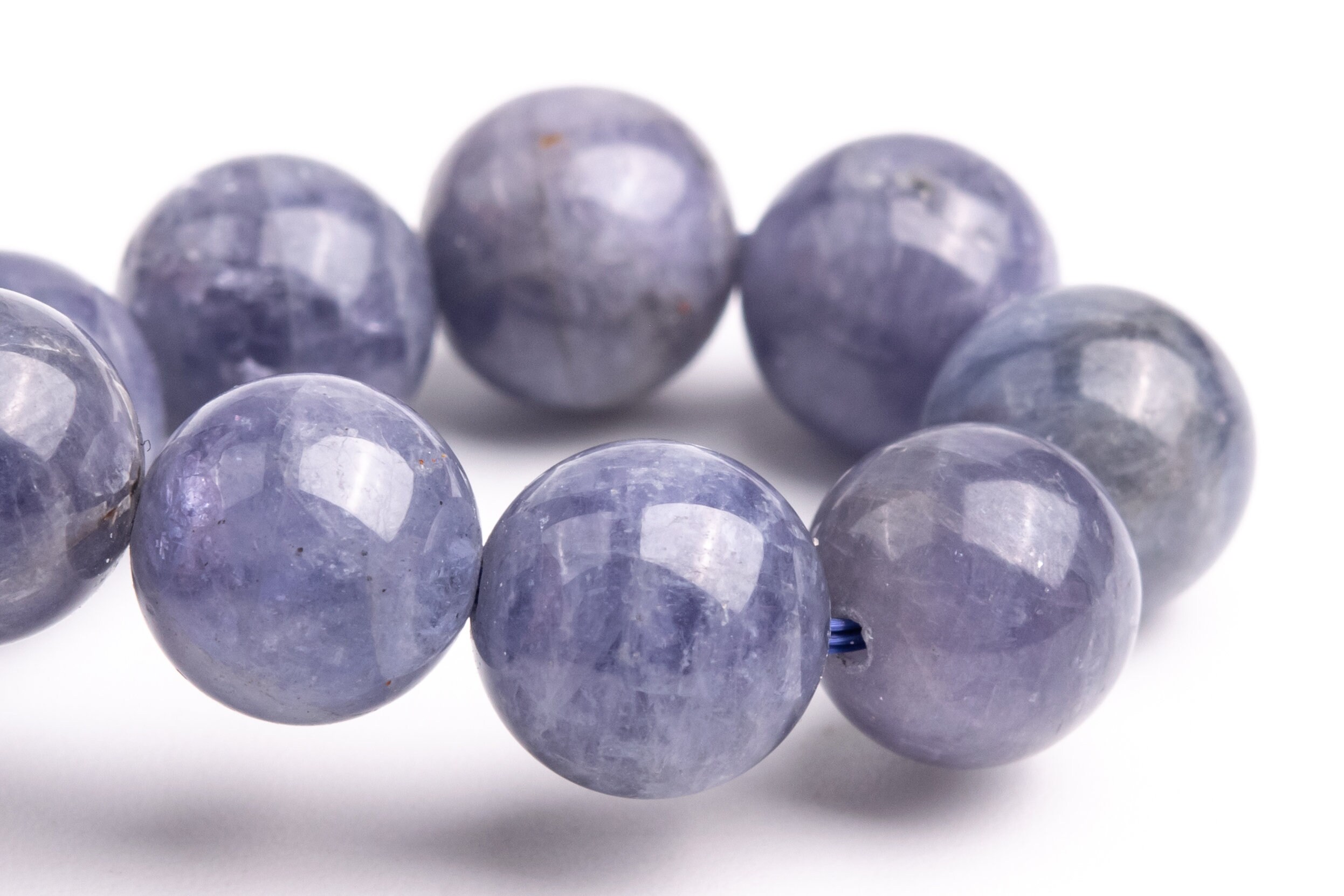 10mm Tanzanite Beads Purple Bracelet Grade Aa Genuine Natural Round Gemstone 7" (120885h-206)
