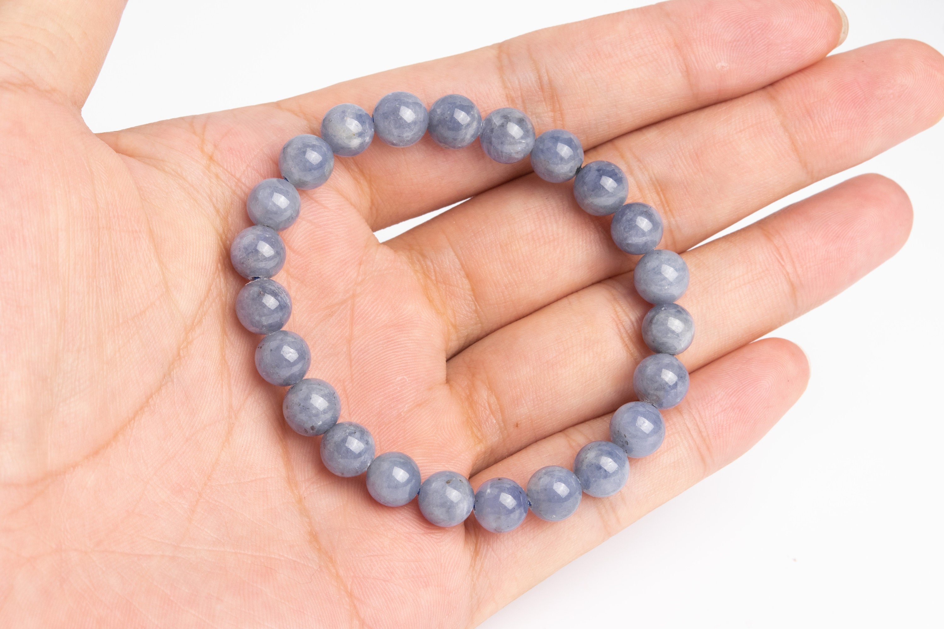 8mm Tanzanite Beads Gray Purple Bracelet Grade Aa+ Genuine Natural Round Gemstone 7" (120837h-2619)