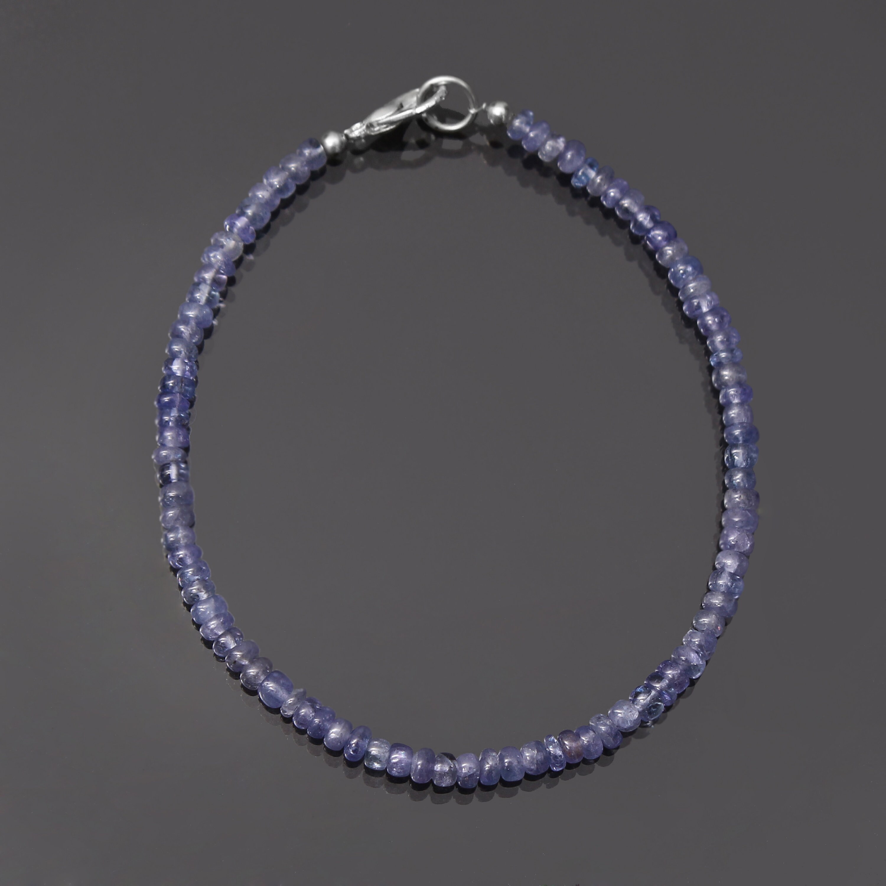 Tanzanite Beaded Bracelet | 925 Sterling Silver, Rondelle Gemstone Jewelry Tanzanite Beaded Bracelet | 925 Sterling Silver, Rondelle Gemstone Jewelry