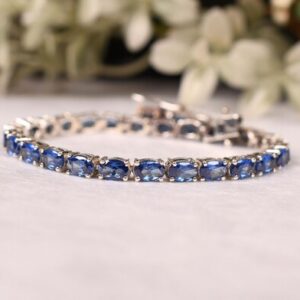 Blue Tanzanite Tennis Bracelet, Sterling Silver Jewelry, December Birthstone