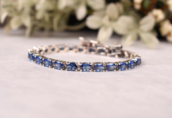Blue Tanzanite Tennis Bracelet, Sterling Silver Jewelry, December Birthstone