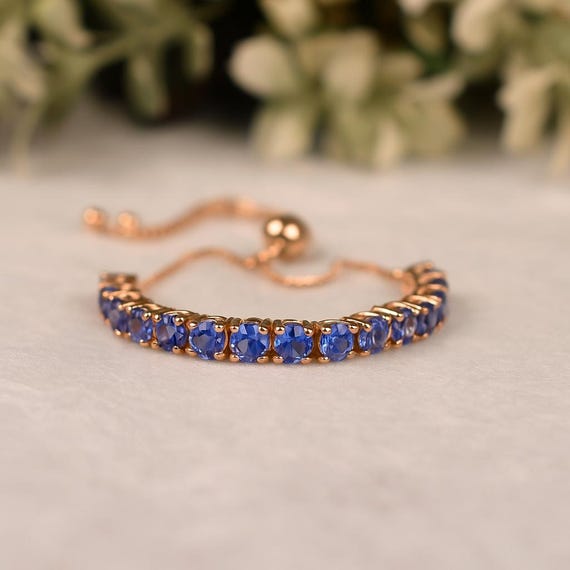 Tanzanite Bolo Bracelet, 925 Sterling Silver, Adjustable Bridal Jewelry