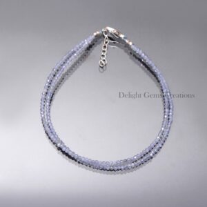 Tanzanite Micro Faceted Bead Bracelet, 2mm, Double Strand