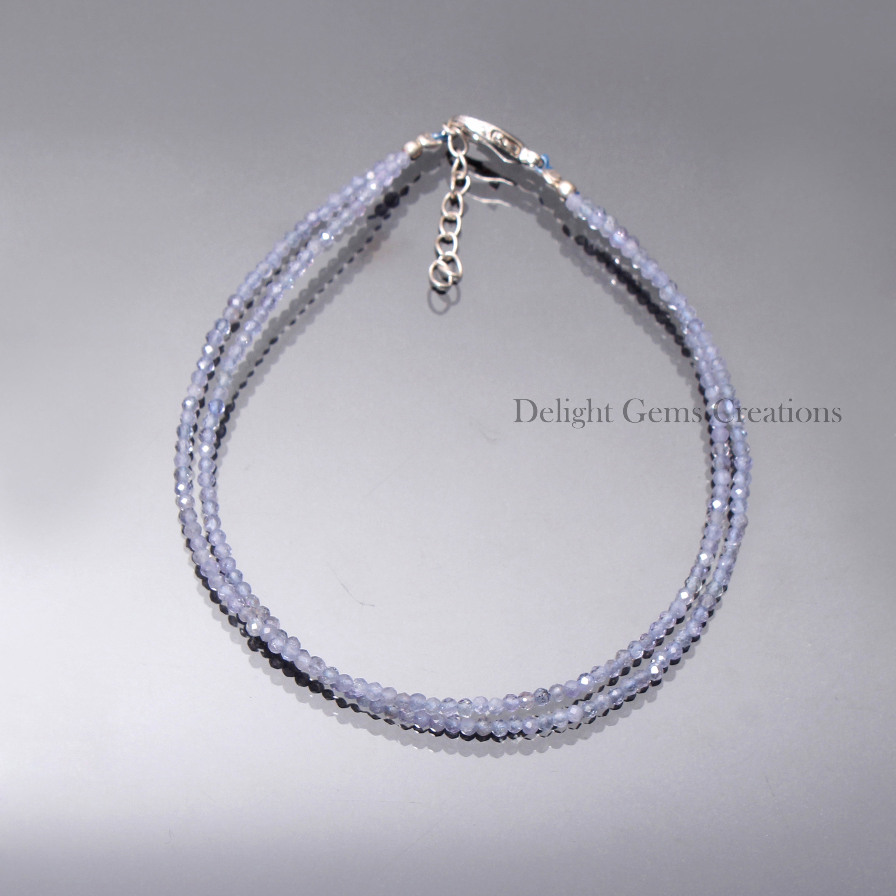 Tanzanite Micro Faceted Bead Bracelet, 2mm, Double Strand