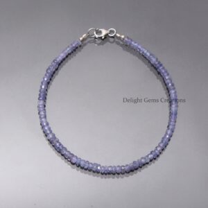Natural Tanzanite Beaded Bracelet - 3-3.5mm Faceted Rondelle Beads, Natural Gemstone Jewelry