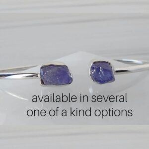 Tanzanite Bracelet Sterling Silver • Rough Stone Bracelet • Sterling Silver Tanzanite Bangle • December Birthstone • Raw Tanzanite Bangle