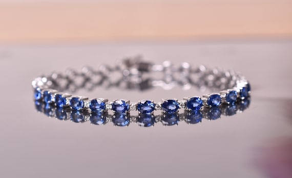Sterling Silver Tanzanite Tennis Bracelet - Oval Gemstone Jewelry