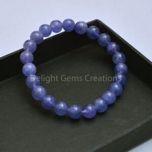 Tanzanite Stretch Bracelet, 8mm Smooth Round Beads