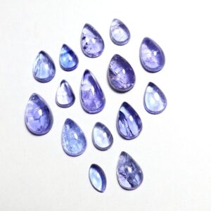 14 Ct, Natural Blue Tanzanite Cabochon Lot, Pear Shape Tanzanite, December Birthstone, Tanzanite Cabs For Making Jewelry, 9.50x5 To 6x4 Mm