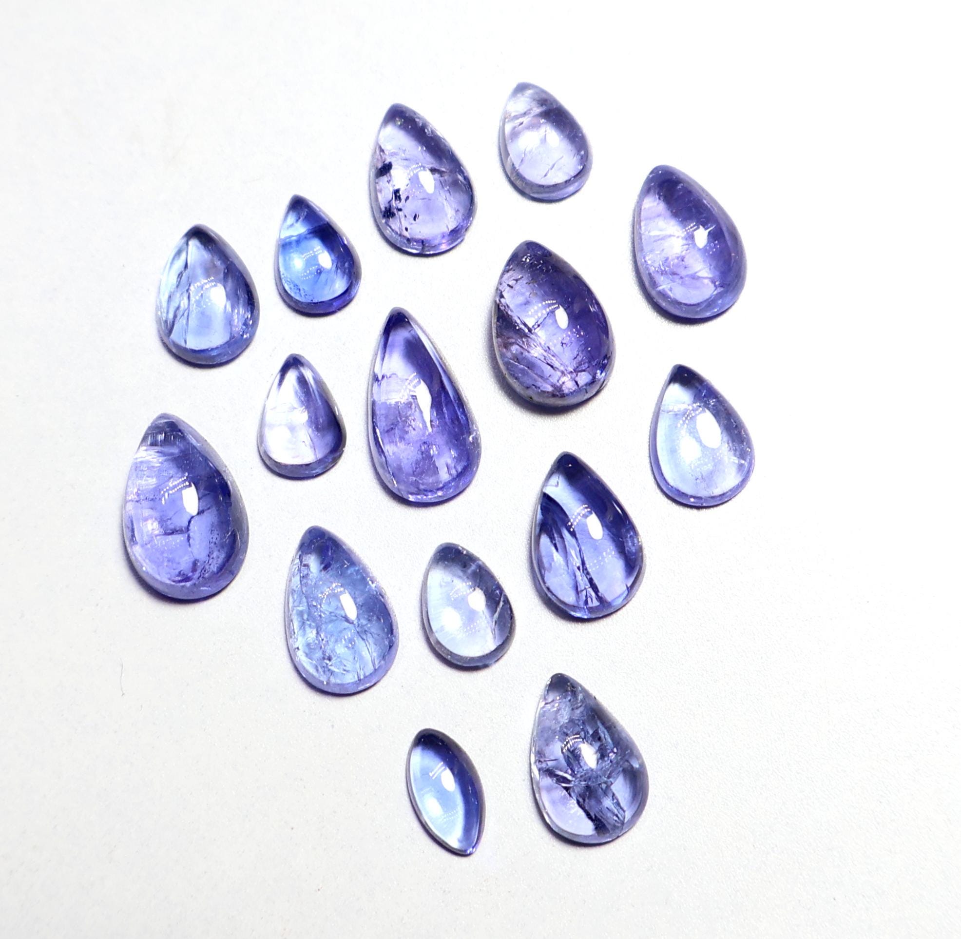 14 Ct, Natural Blue Tanzanite Cabochon Lot, Pear Shape Tanzanite, December Birthstone, Tanzanite Cabs For Making Jewelry, 9.50x5 To 6x4 Mm