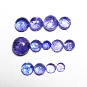 9.60 Ct, Natural Blue Tanzanite Cabochon Lot, Round Shape Tanzanite, December Birthstone, Tanzanite Cabs For Making Jewelry, 7x3.50 Mm
