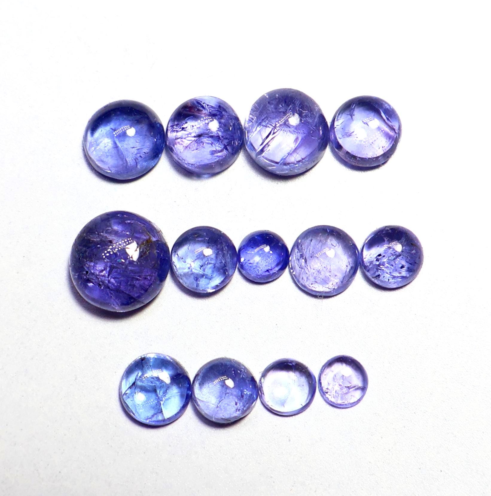 9.60 Ct, Natural Blue Tanzanite Cabochon Lot, Round Shape Tanzanite, December Birthstone, Tanzanite Cabs For Making Jewelry, 7x3.50 Mm