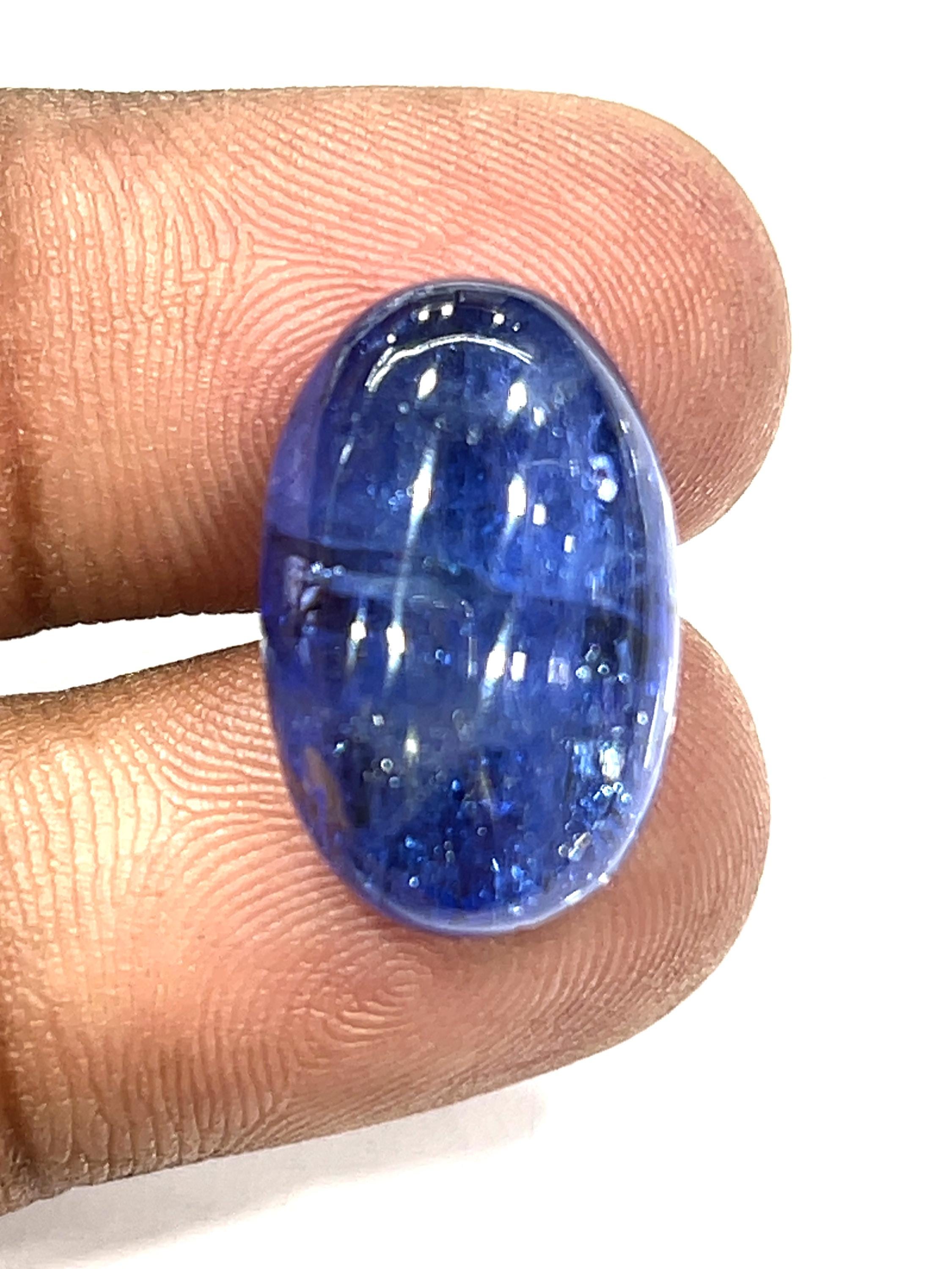 Aaa Natural Purple Tanzanite Cabochon: Oval Loose Gemstone (21x13x8mm)