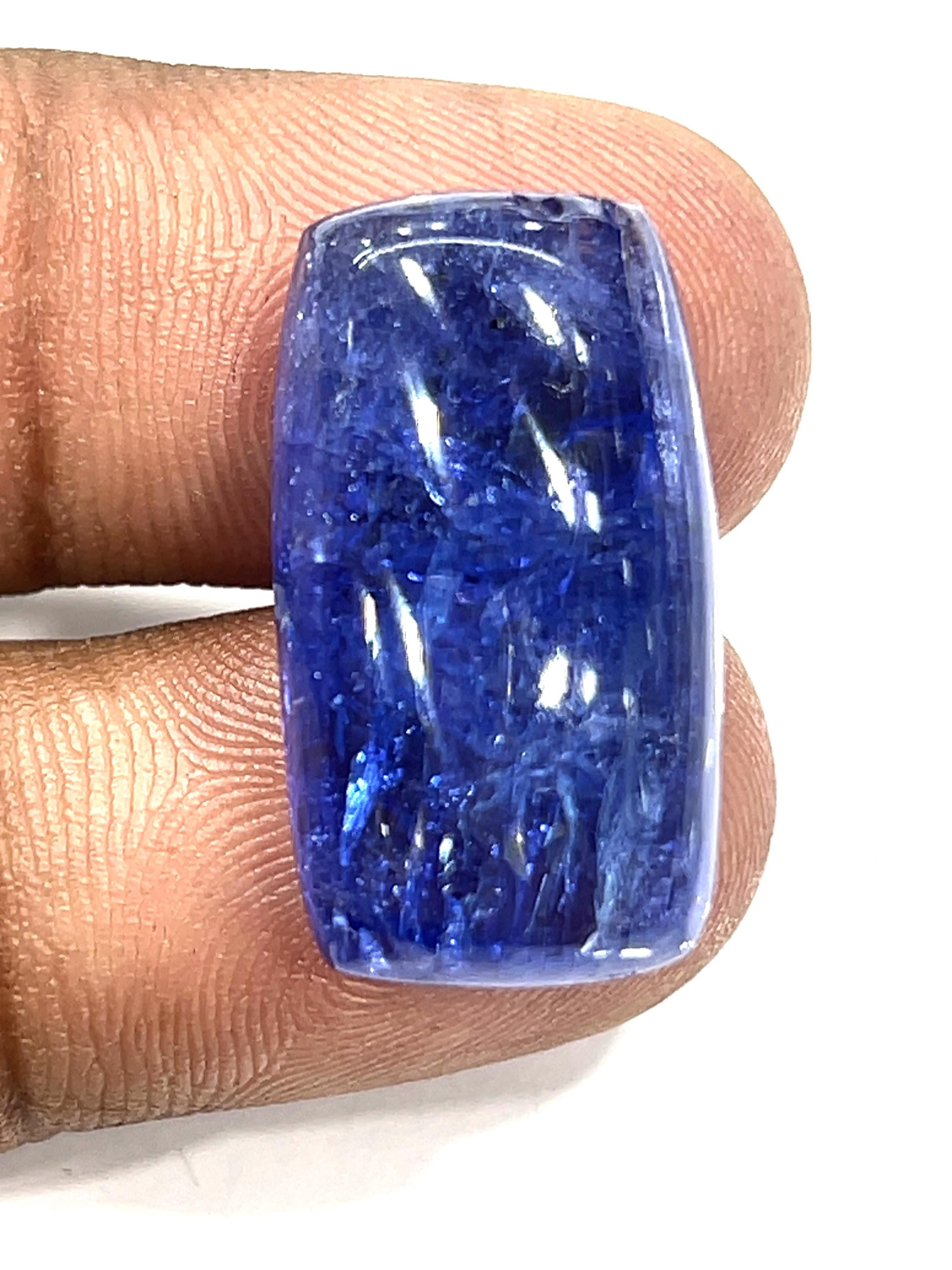 Aaa Natural Purple Tanzanite Cabochon: Rectangle Loose Gemstone, 33.25 Ct