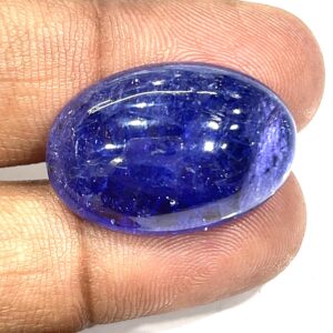 Aaa Natural Purple Tanzanite Cabochon: Oval Loose Gemstone (24x15x8mm)