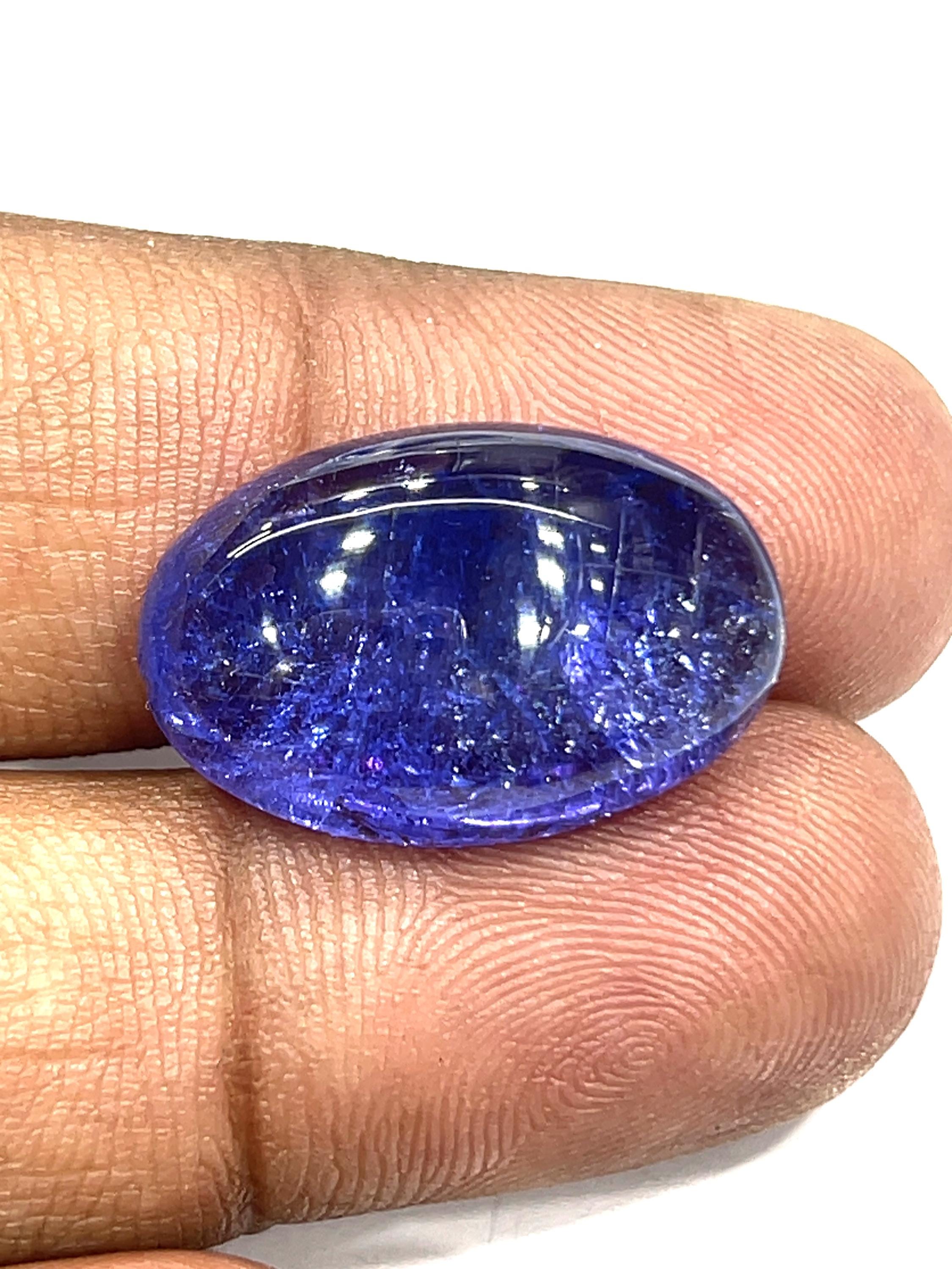 Aaa Purple Tanzanite Cabochon: 23.40 Ct Oval Gemstone