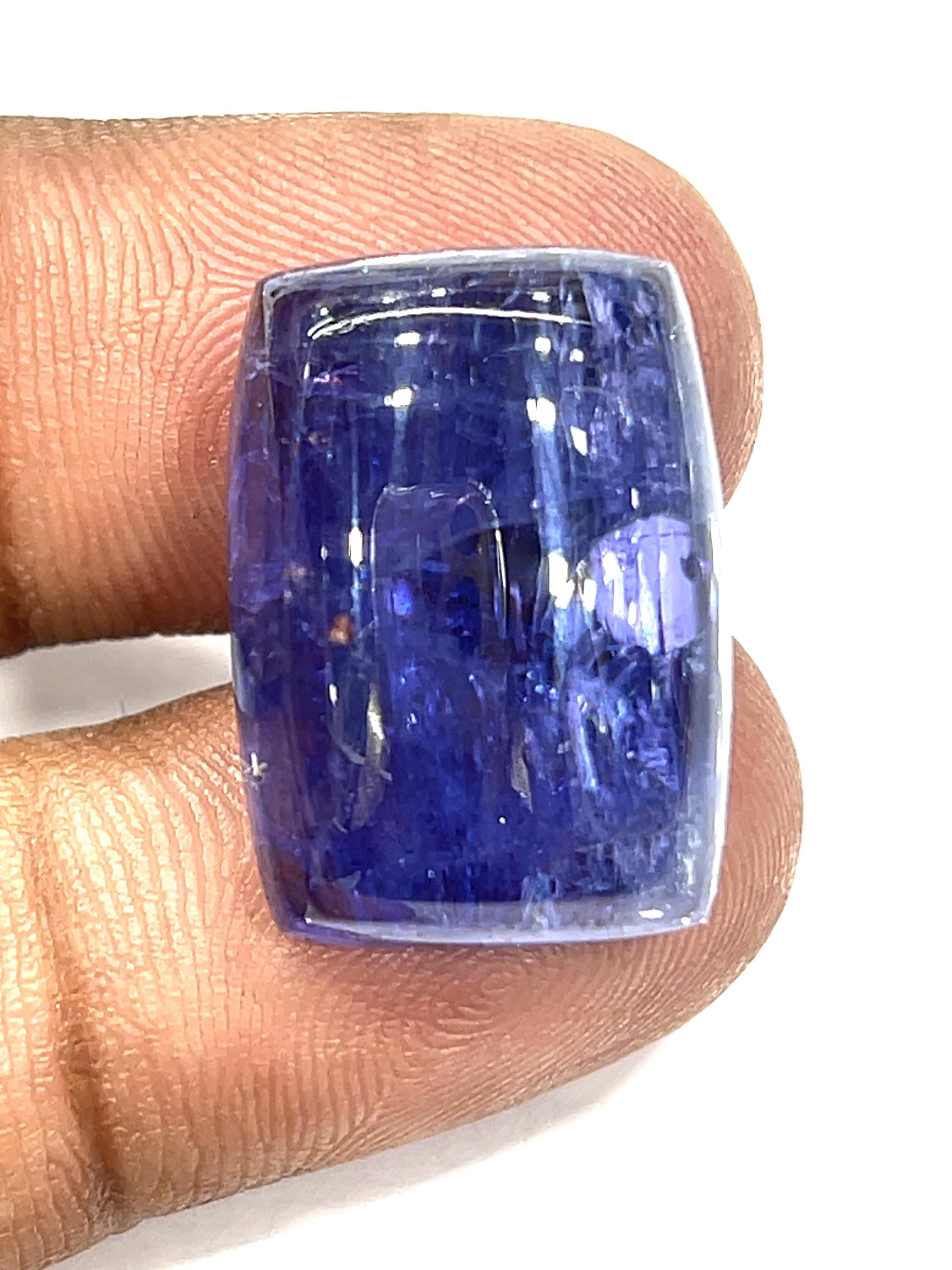 Aaa Purple Tanzanite Cabochon: 40.35 Ct Loose Gemstone, Tanzania