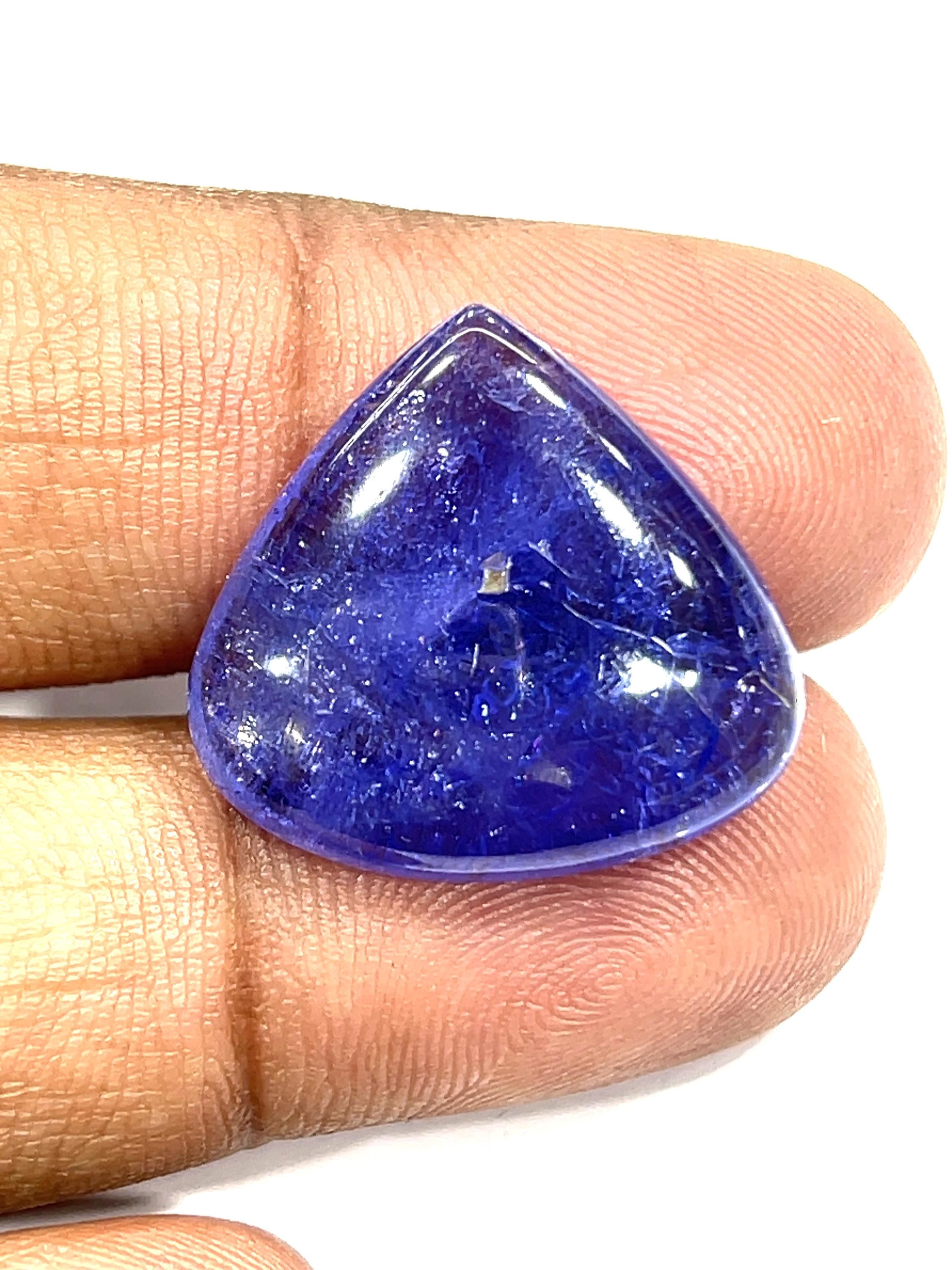 Aaa Purple Tanzanite Cabochon: Heart Shape Loose Gemstone (29.55ct, 23x21x7mm)