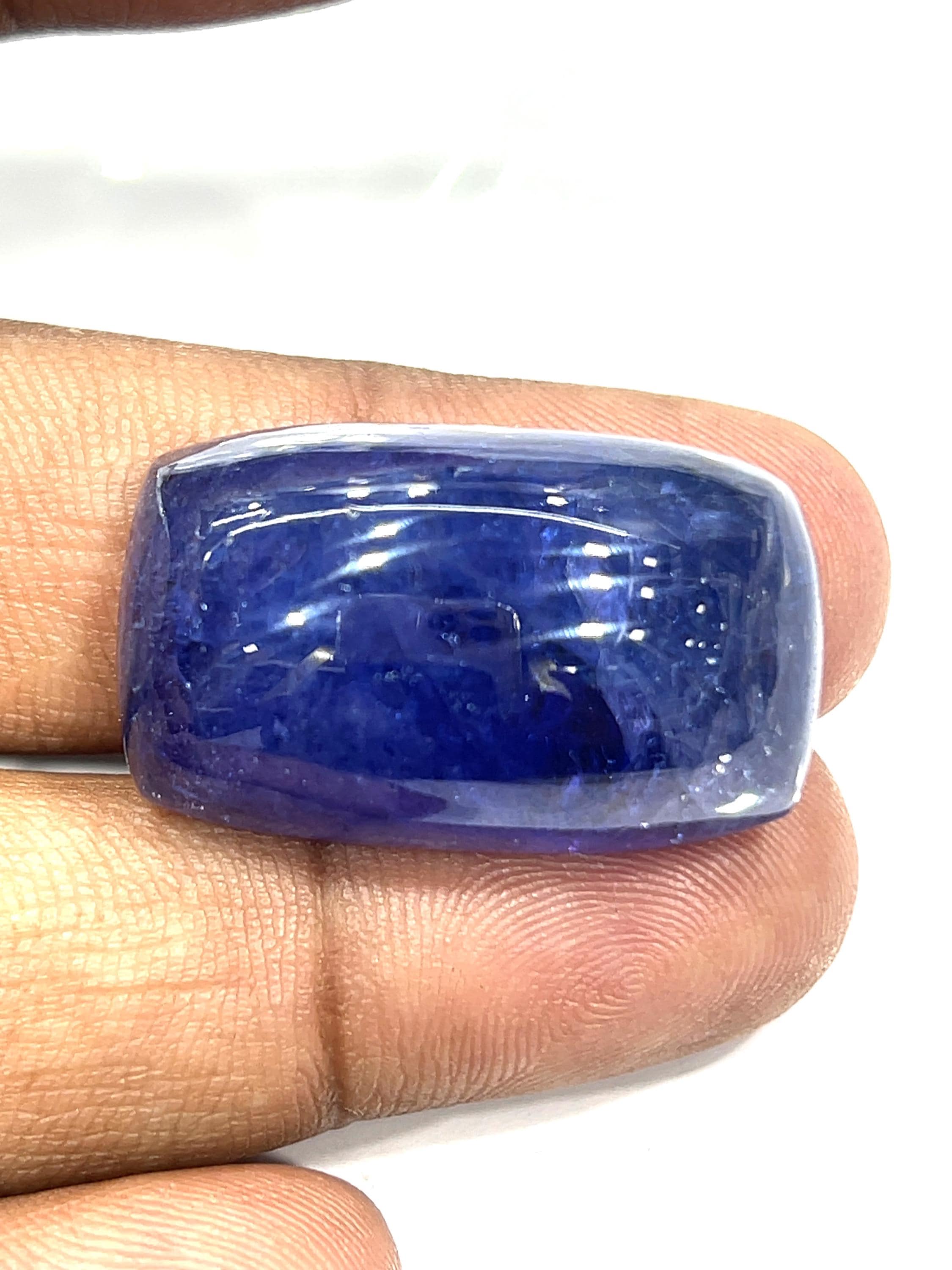 Aaa Purple Tanzanite Cabochon: Rectangle Loose Gemstone (31x19x15mm)