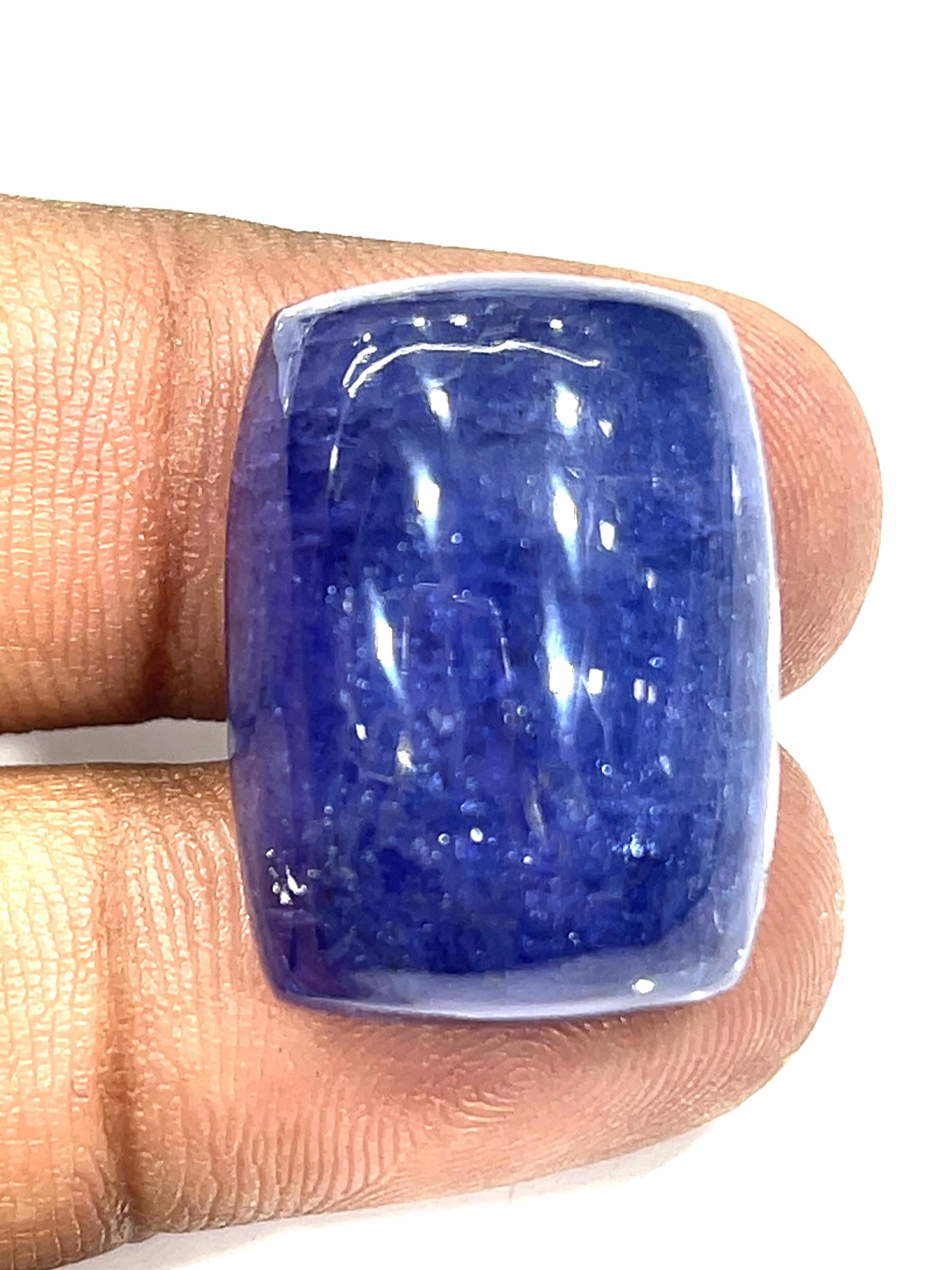 Aaa Purple Tanzanite Cabochon: Rectangle Loose Gemstone (25x18x12mm)