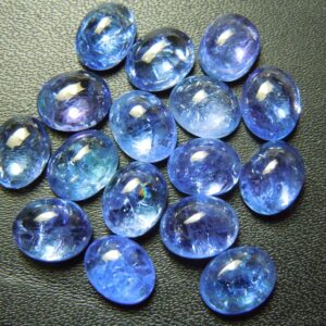 Tanzanite Cabochon Gemstones, 7x9mm Oval Deep Blue, Jewelry Making Supplies (10pcs)
