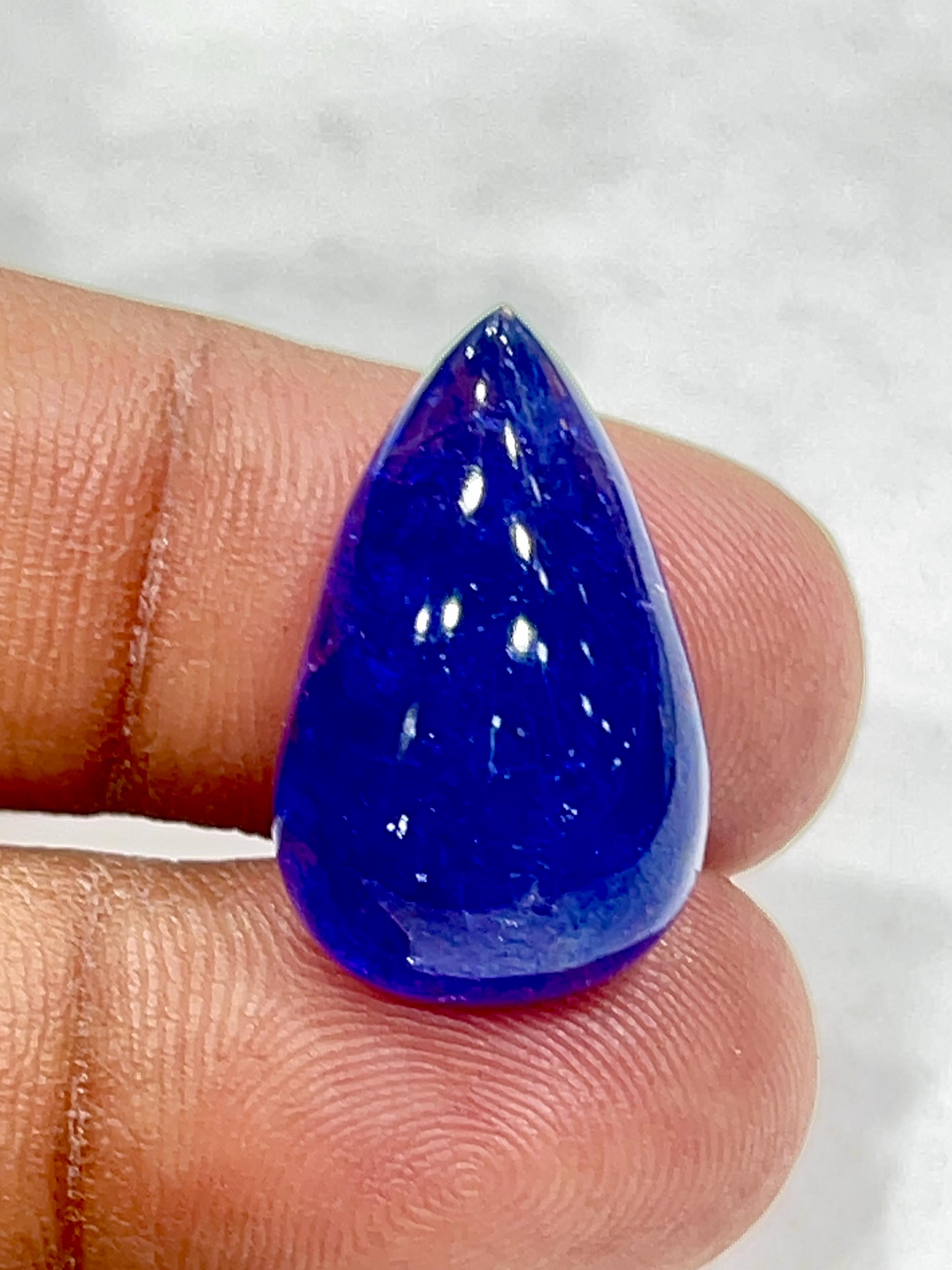 Natural Purple Tanzanite Gemstone, Pear Cabochon (26.55 Carat) Natural Purple Tanzanite Gemstone, Pear Cabochon (26.55 Carat)