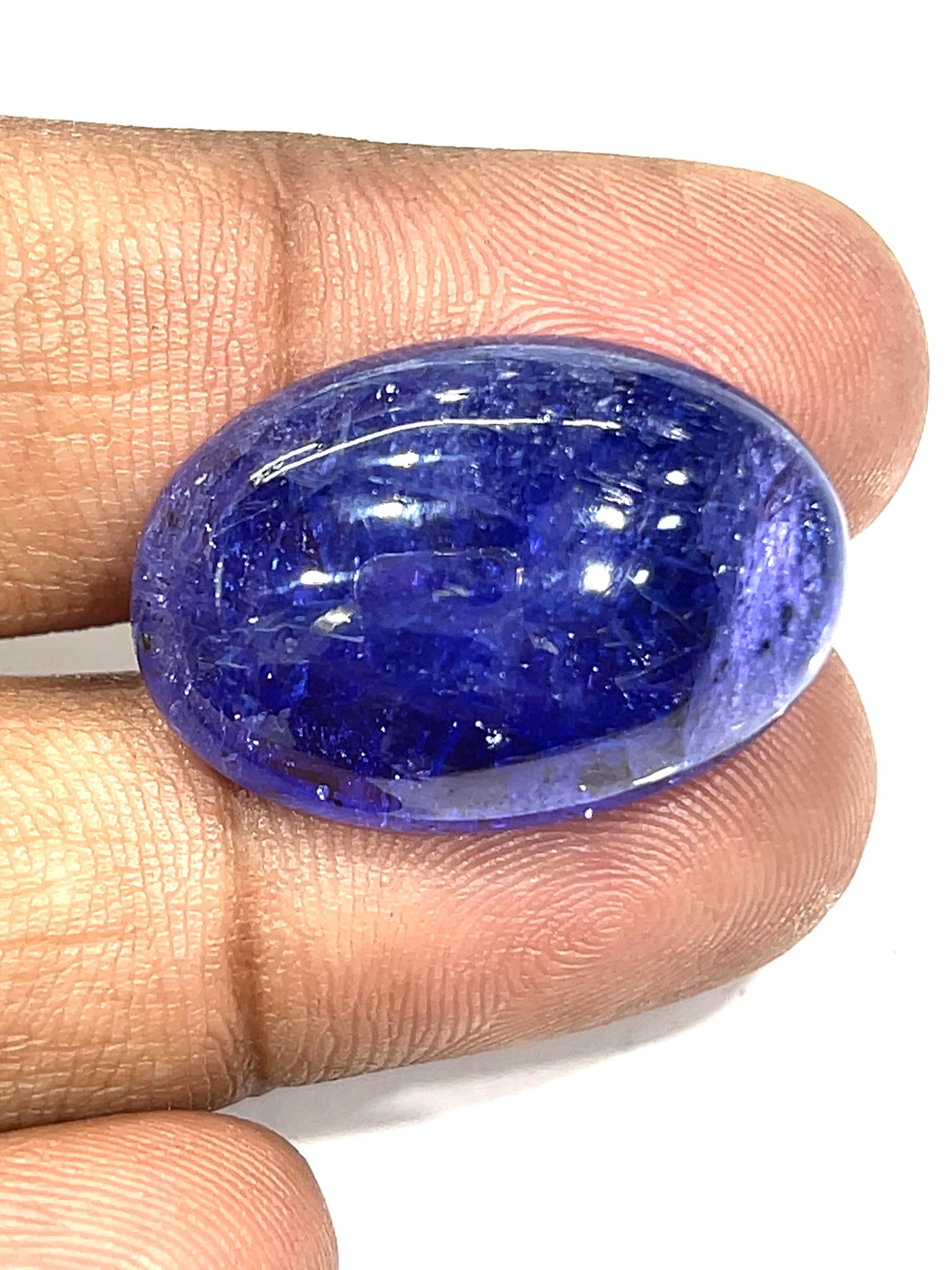 Natural Purple Tanzanite Cabochon: Loose Gemstone For Jewelry Making (27x18x10mm, 44.80ct)