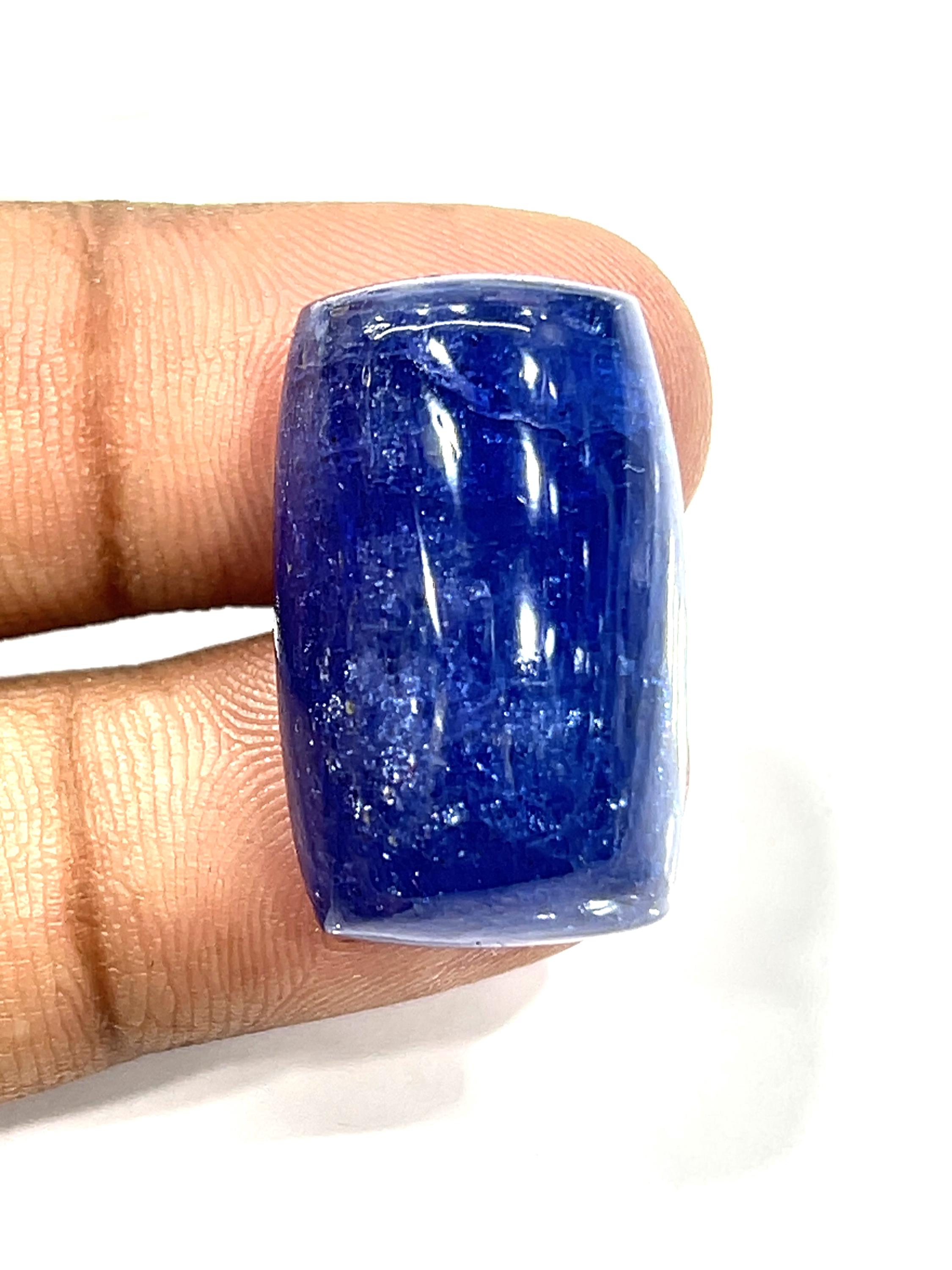 Natural Purple Tanzanite Cabochon: Rectangle Loose Gemstone (27x17x11mm, 57 Ct)