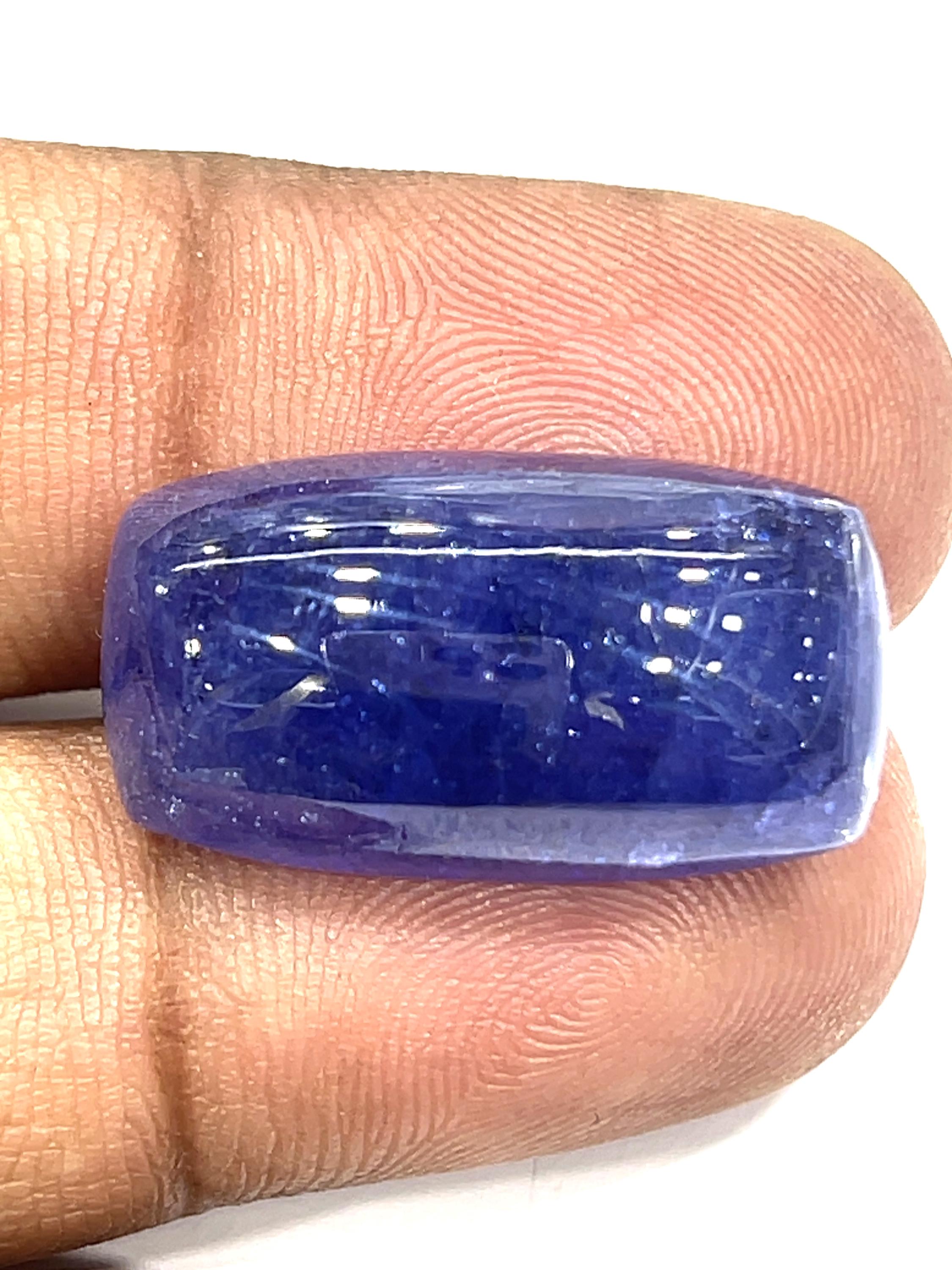 Natural Purple Tanzanite Cabochon: Rectangle Loose Gemstone (22x12x10mm)