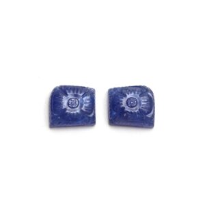 Natural Tanzanite Trapezium Carving Loose Gemstone, 13.5x15 mm, Tanzanite Handmade Jewelry Making Gemstone, Tanzanite Cabochons, 1 Pair