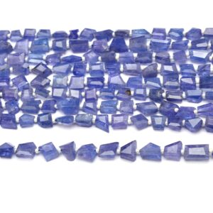 Aaa+ Tanzanite Gemstone 6x8mm-7x9mm Faceted Fancy Nuggets Tumbled Beads, 14inch Strand Aaa+ Tanzanite Gemstone 6x8mm-7x9mm Faceted Fancy Nuggets Tumbled Beads, 14inch Strand